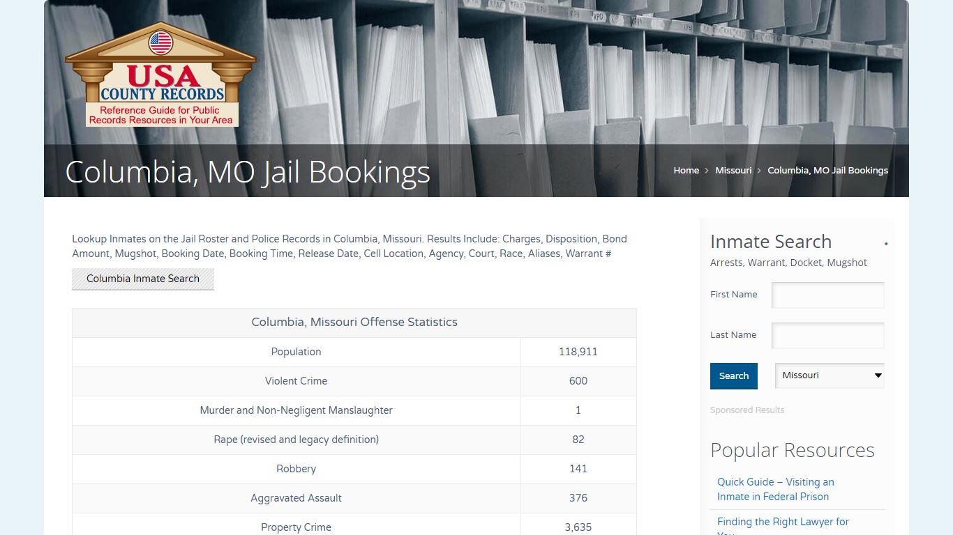Columbia, MO Jail Bookings | Name Search